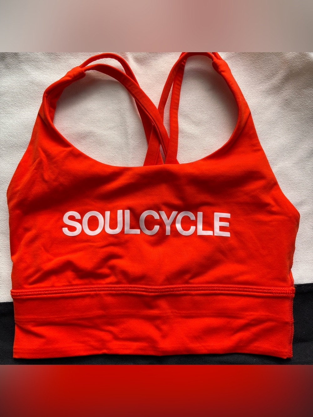 soulcycle Orange Sports Bra with White Logo